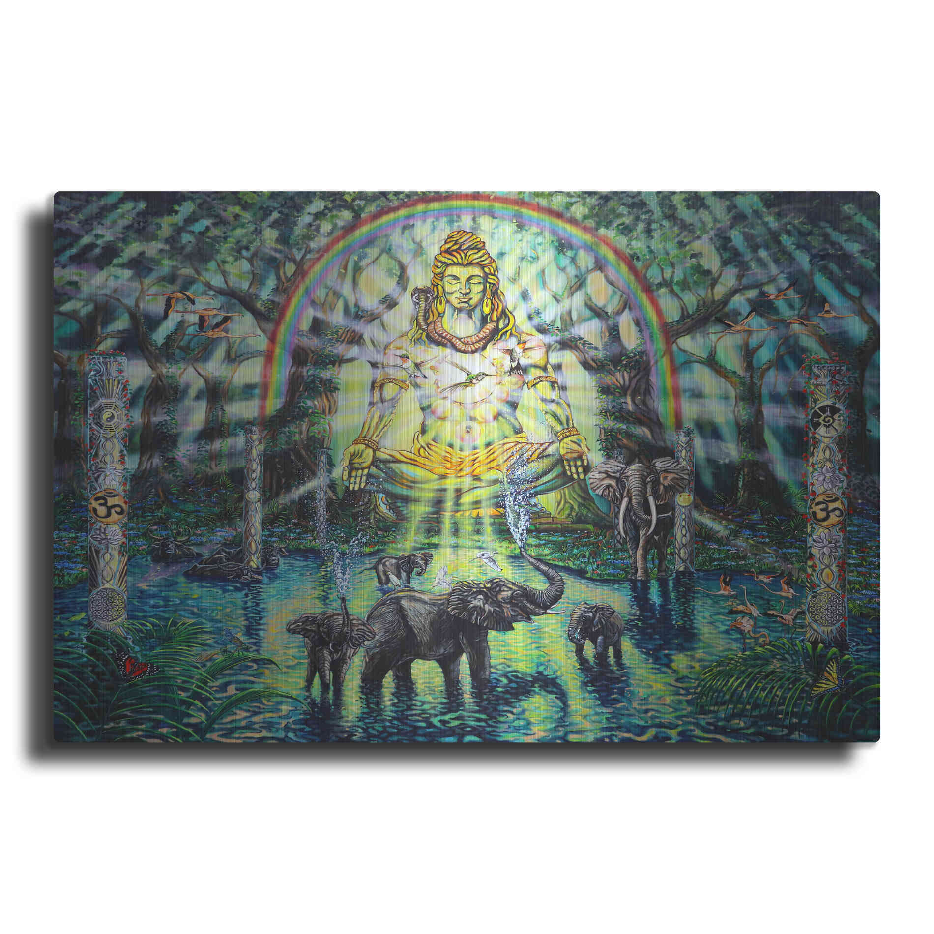 Luxe Metal Art 'Shiva Elephants 'by Jan Kasparec, Metal Wall Art