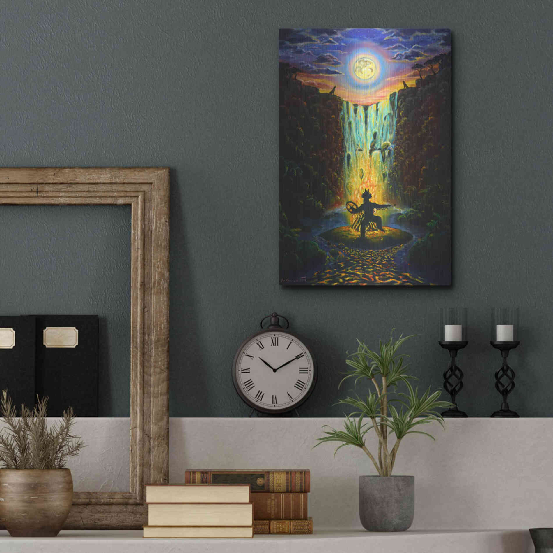 Luxe Metal Art 'Shaman Fire' by Jan Kasparec, Metal Wall Art,12x16