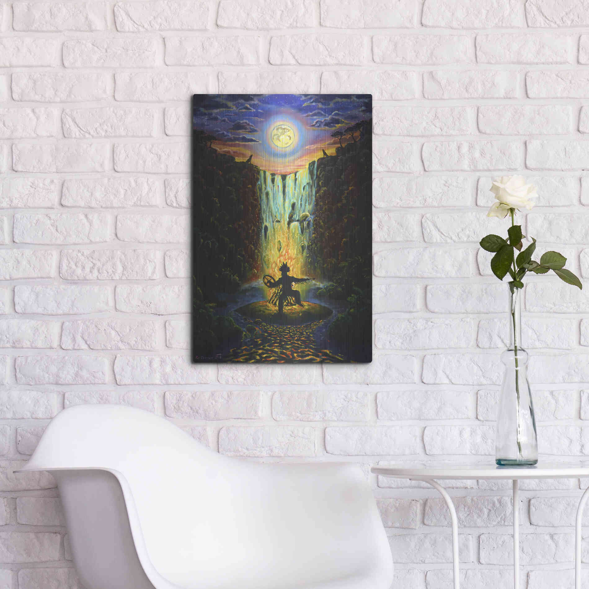 Luxe Metal Art 'Shaman Fire' by Jan Kasparec, Metal Wall Art,16x24
