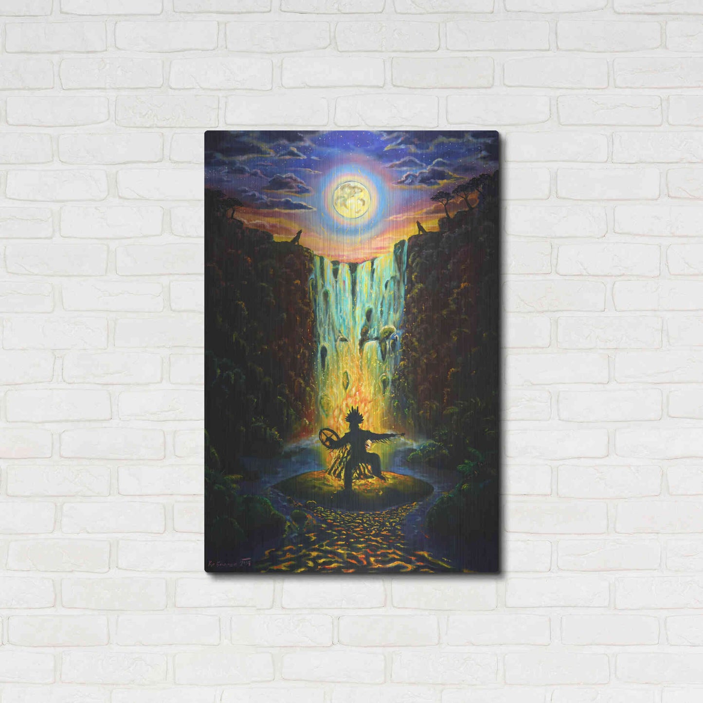 Luxe Metal Art 'Shaman Fire' by Jan Kasparec, Metal Wall Art,24x36