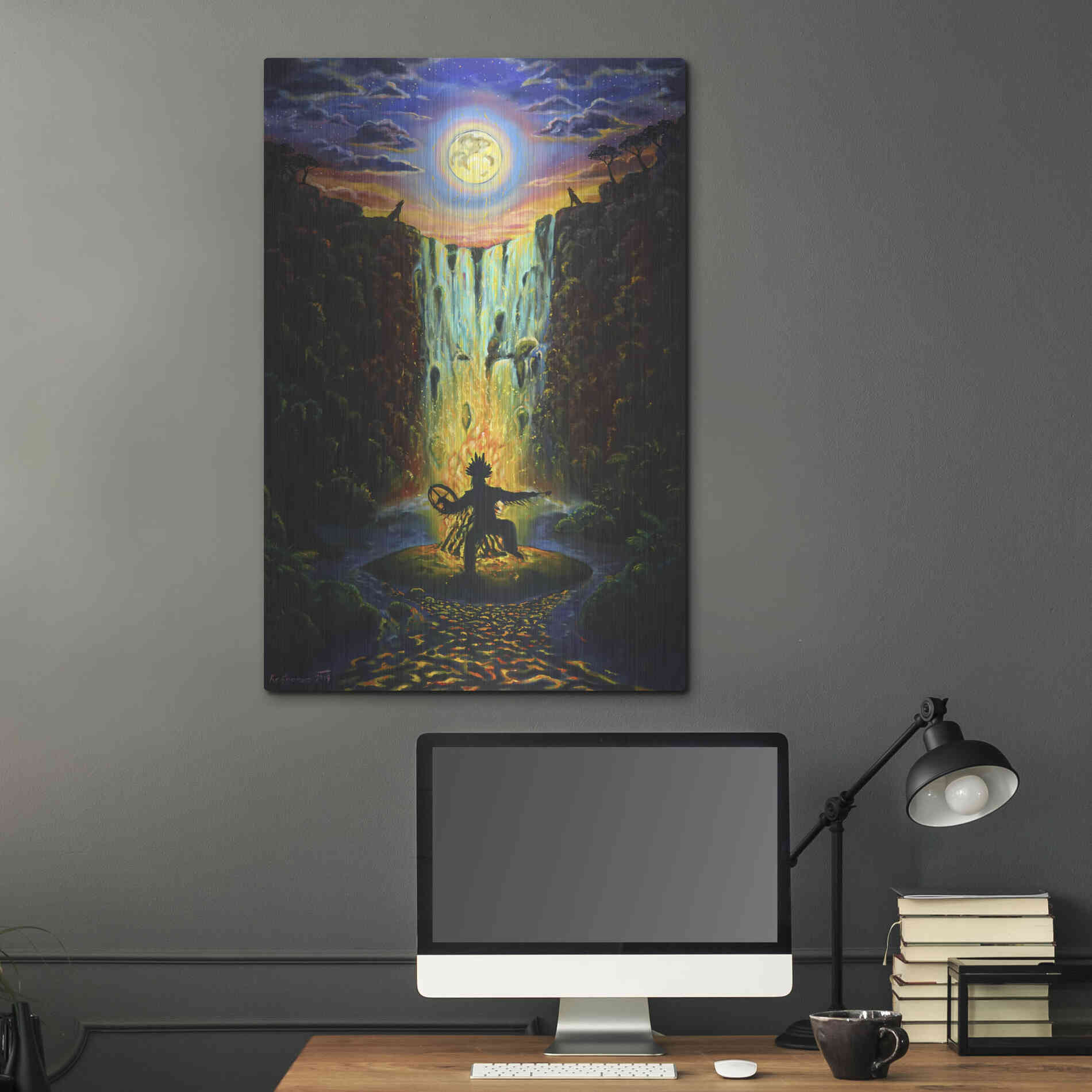Luxe Metal Art 'Shaman Fire' by Jan Kasparec, Metal Wall Art,24x36