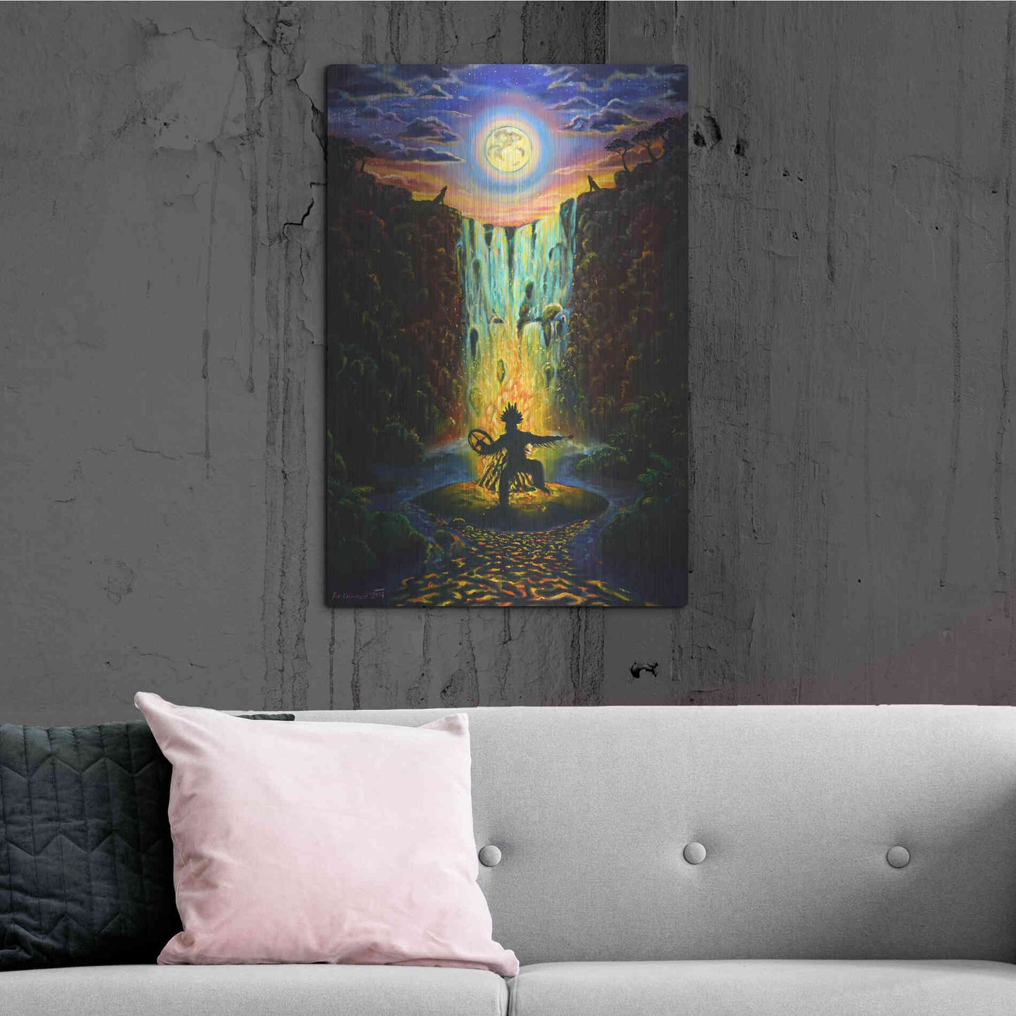 Luxe Metal Art 'Shaman Fire' by Jan Kasparec, Metal Wall Art,24x36