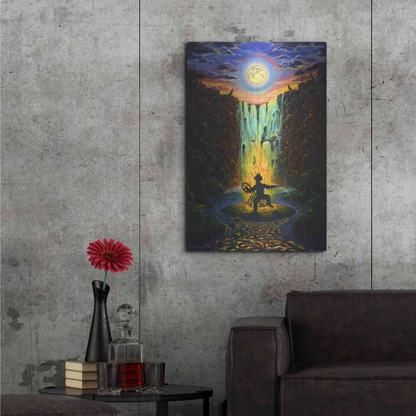 Luxe Metal Art 'Shaman Fire' by Jan Kasparec, Metal Wall Art,24x36