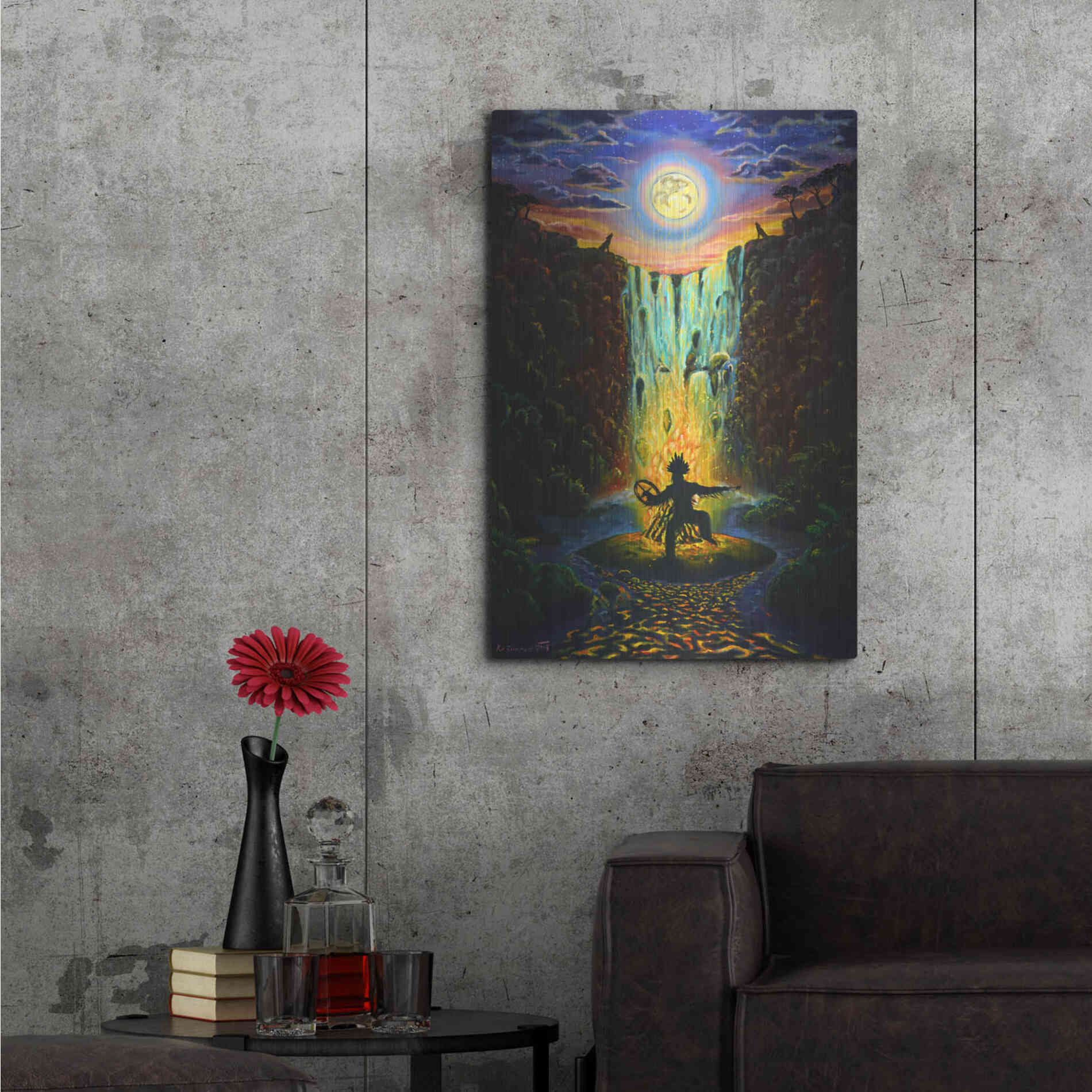 Luxe Metal Art 'Shaman Fire' by Jan Kasparec, Metal Wall Art,24x36