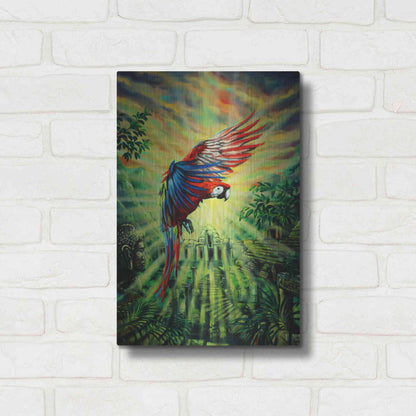 Luxe Metal Art 'Parrot Temple' by Jan Kasparec, Metal Wall Art,12x16