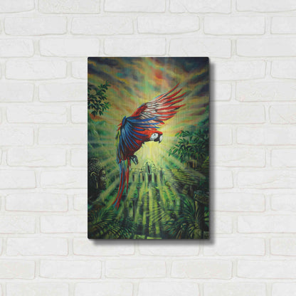 Luxe Metal Art 'Parrot Temple' by Jan Kasparec, Metal Wall Art,16x24