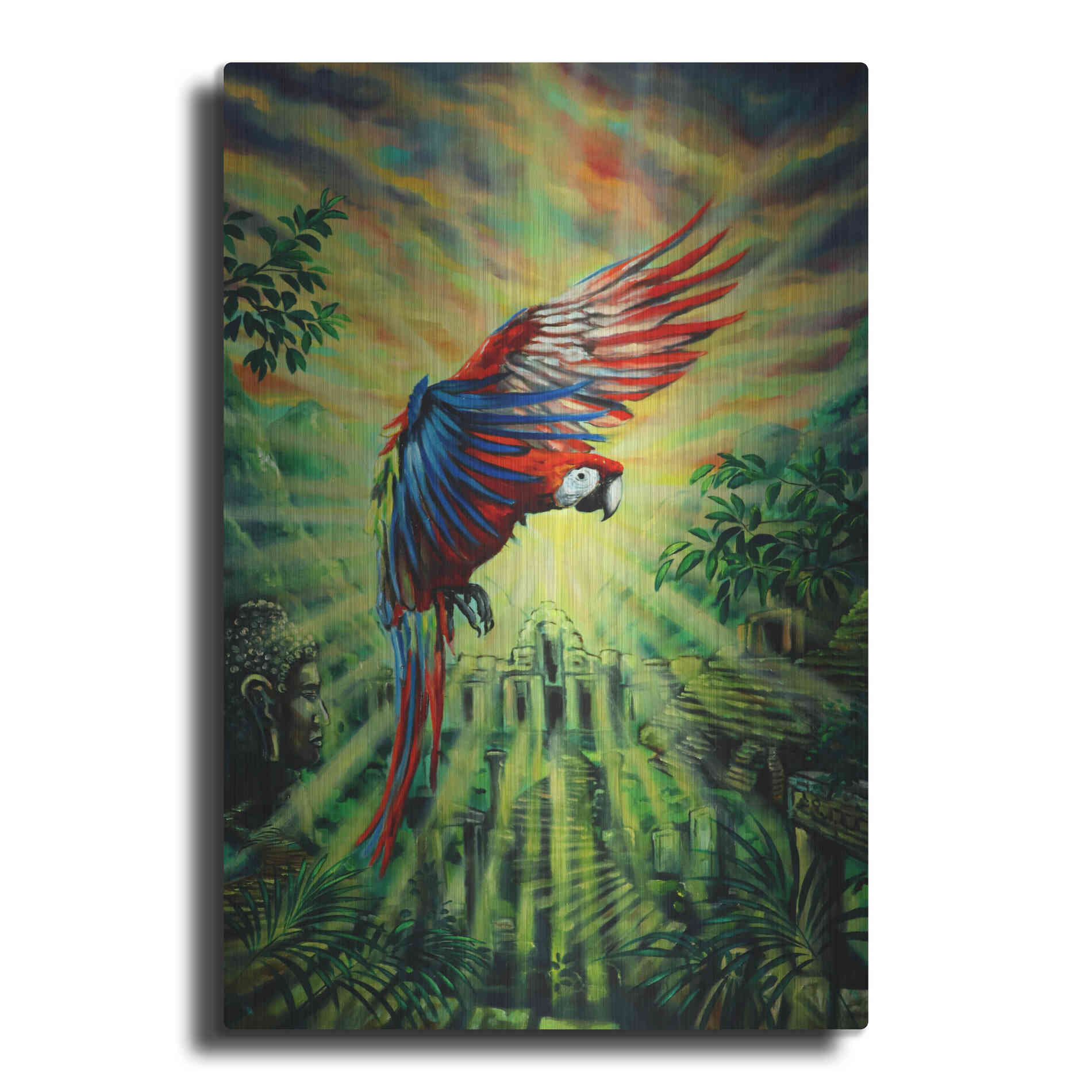 Luxe Metal Art 'Parrot Temple' by Jan Kasparec, Metal Wall Art