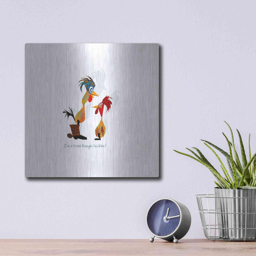 Luxe Metal Art 'Free Range' by Chuck Wimmer, Metal Wall Art,12x12