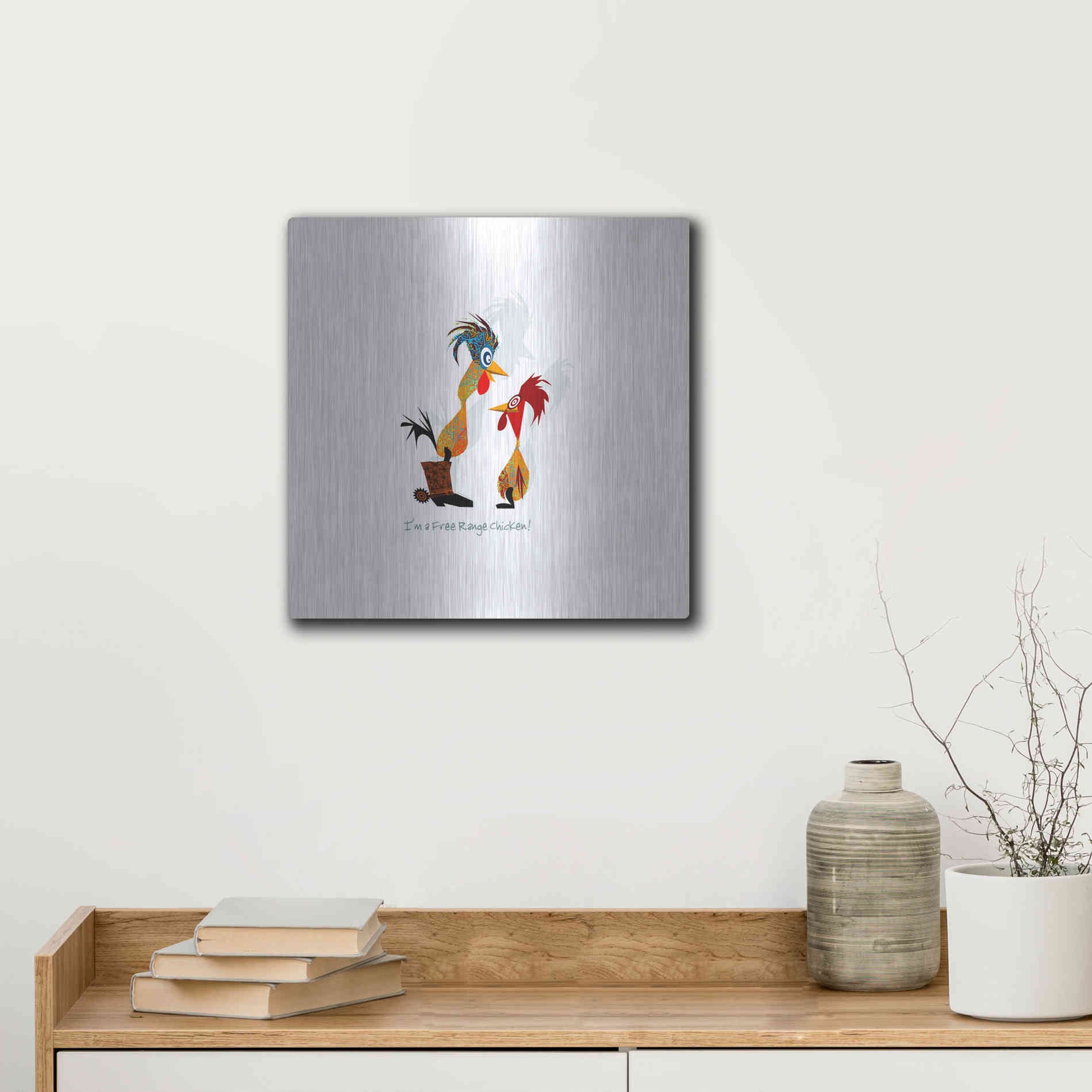 Luxe Metal Art 'Free Range' by Chuck Wimmer, Metal Wall Art,12x12