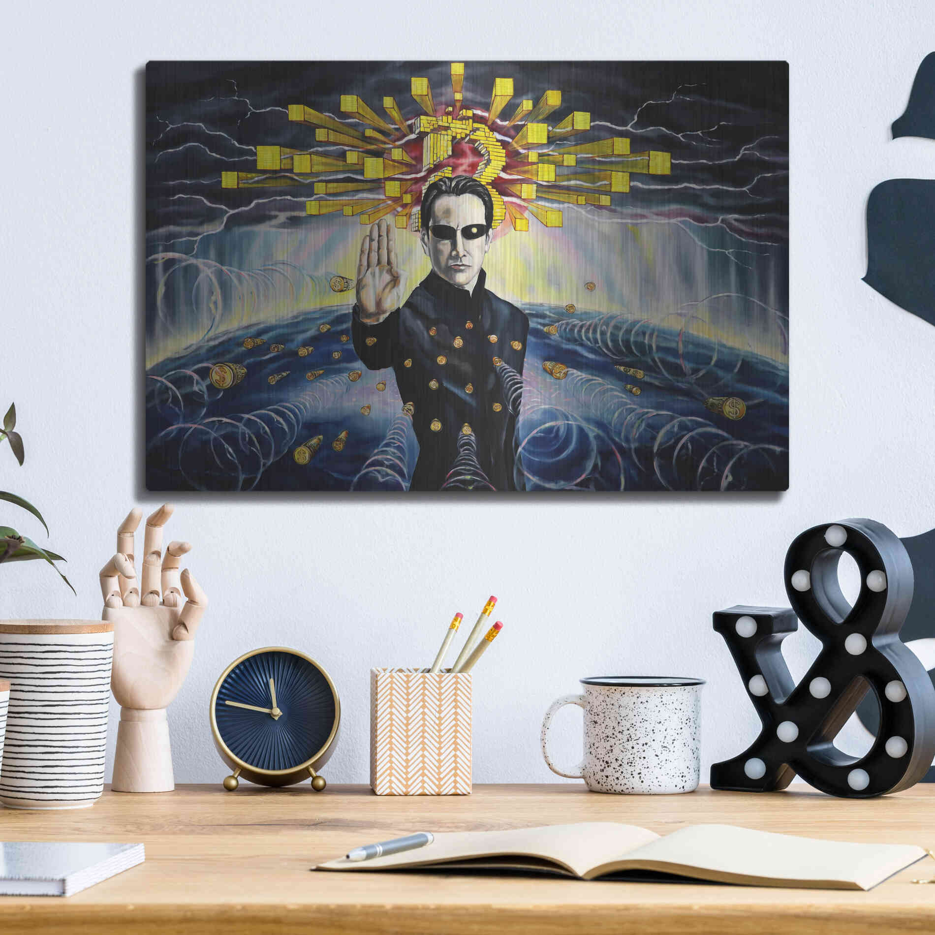 Luxe Metal Art 'Neo The One' by Jan Kasparec, Metal Wall Art,16x12