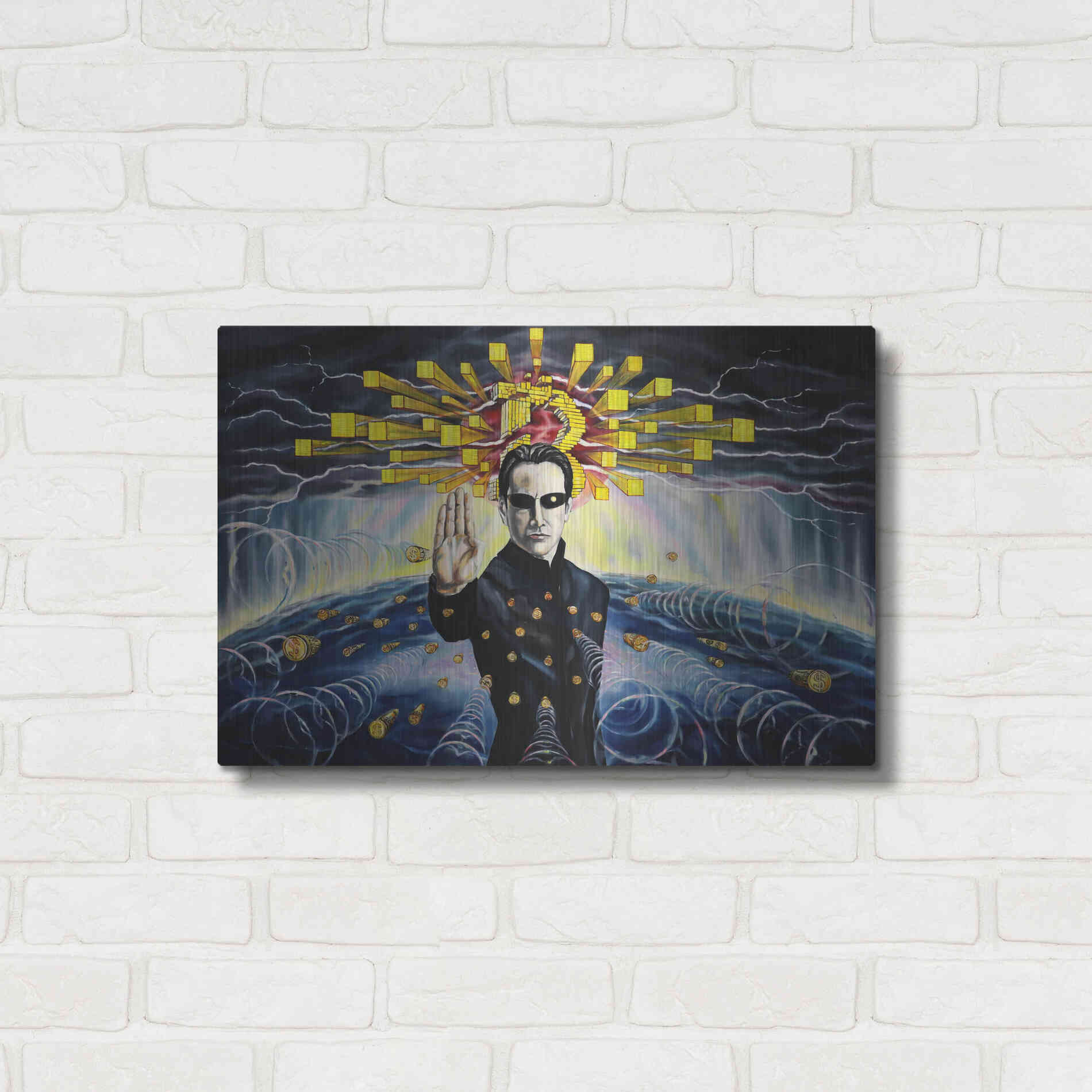 Luxe Metal Art 'Neo The One' by Jan Kasparec, Metal Wall Art,24x16