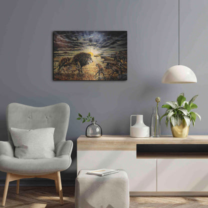 Luxe Metal Art 'Lion Hyenas' by Jan Kasparec, Metal Wall Art,24x16