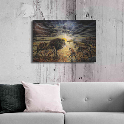 Luxe Metal Art 'Lion Hyenas' by Jan Kasparec, Metal Wall Art,36x24