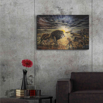 Luxe Metal Art 'Lion Hyenas' by Jan Kasparec, Metal Wall Art,36x24