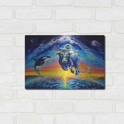 Luxe Metal Art 'Halo Bull' by Jan Kasparec, Metal Wall Art,16x12