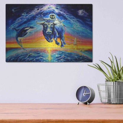 Luxe Metal Art 'Halo Bull' by Jan Kasparec, Metal Wall Art,16x12