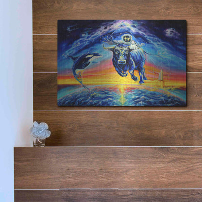 Luxe Metal Art 'Halo Bull' by Jan Kasparec, Metal Wall Art,16x12