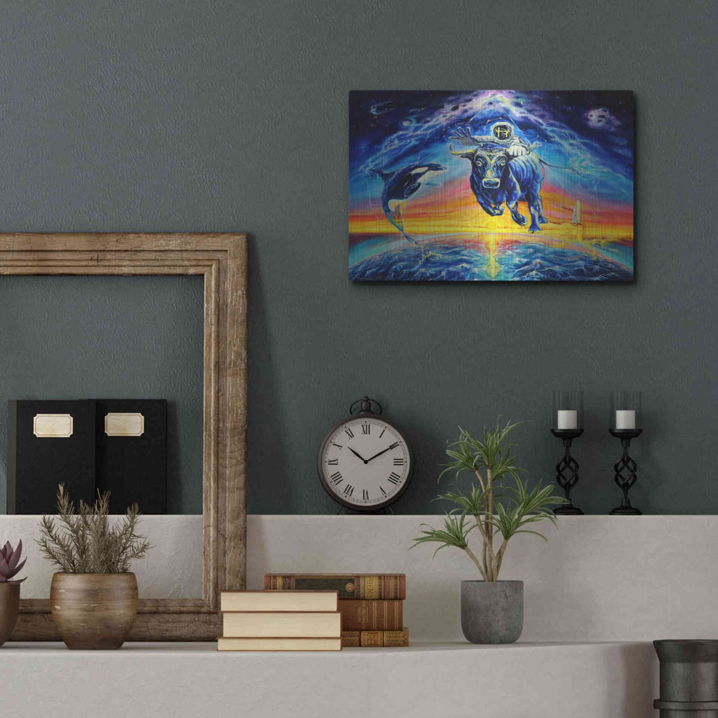 Luxe Metal Art 'Halo Bull' by Jan Kasparec, Metal Wall Art,16x12