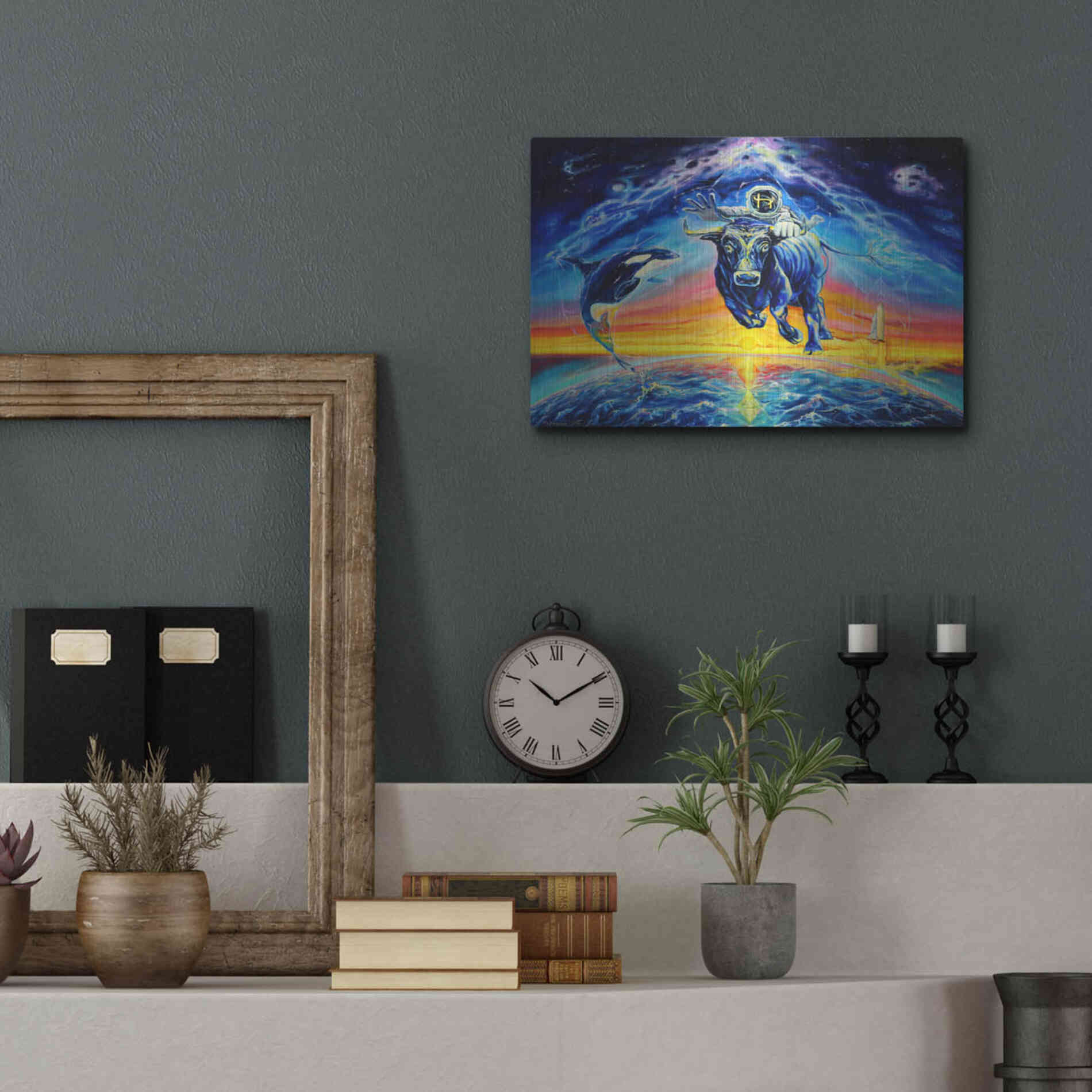 Luxe Metal Art 'Halo Bull' by Jan Kasparec, Metal Wall Art,16x12