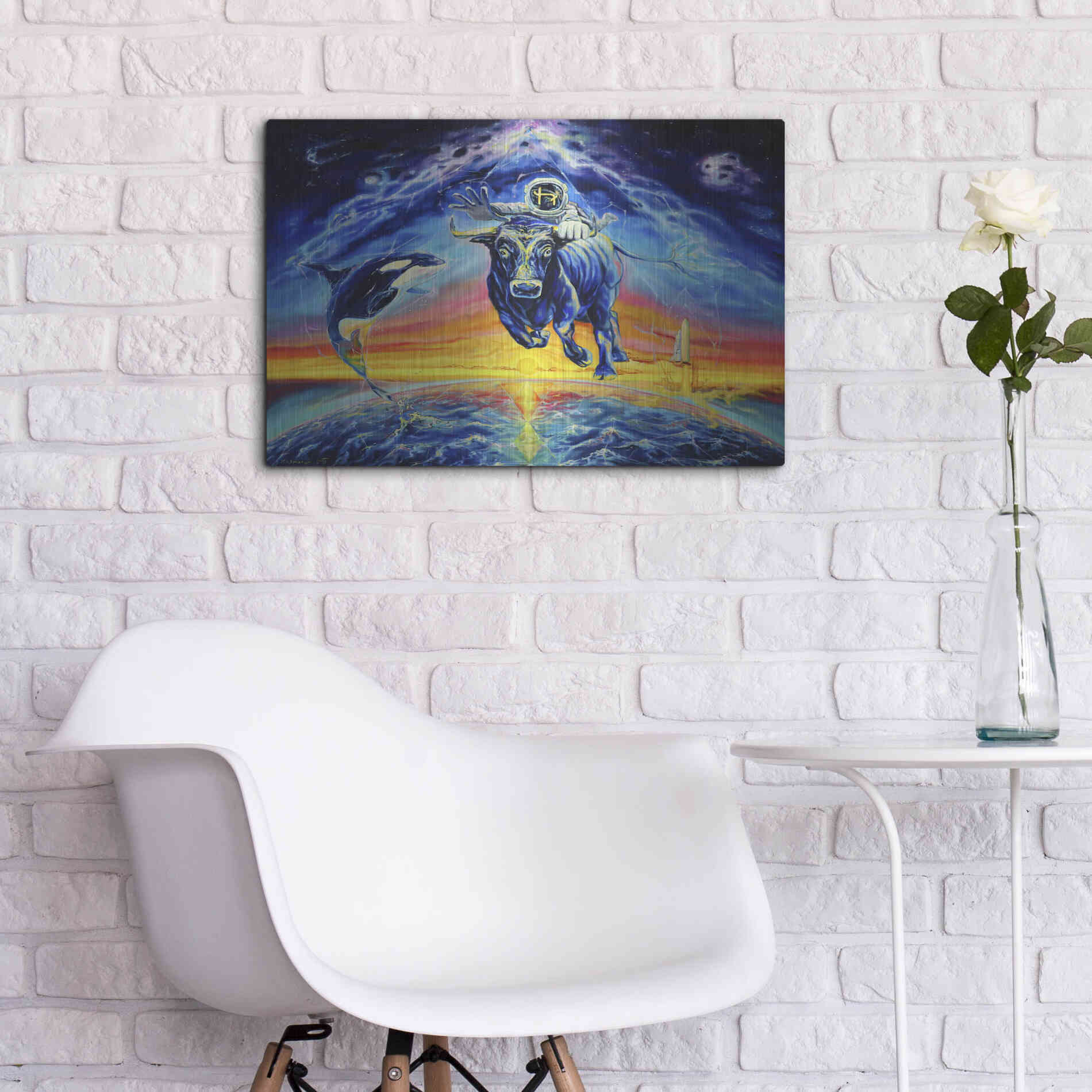 Luxe Metal Art 'Halo Bull' by Jan Kasparec, Metal Wall Art,24x16