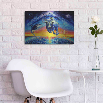 Luxe Metal Art 'Halo Bull' by Jan Kasparec, Metal Wall Art,24x16