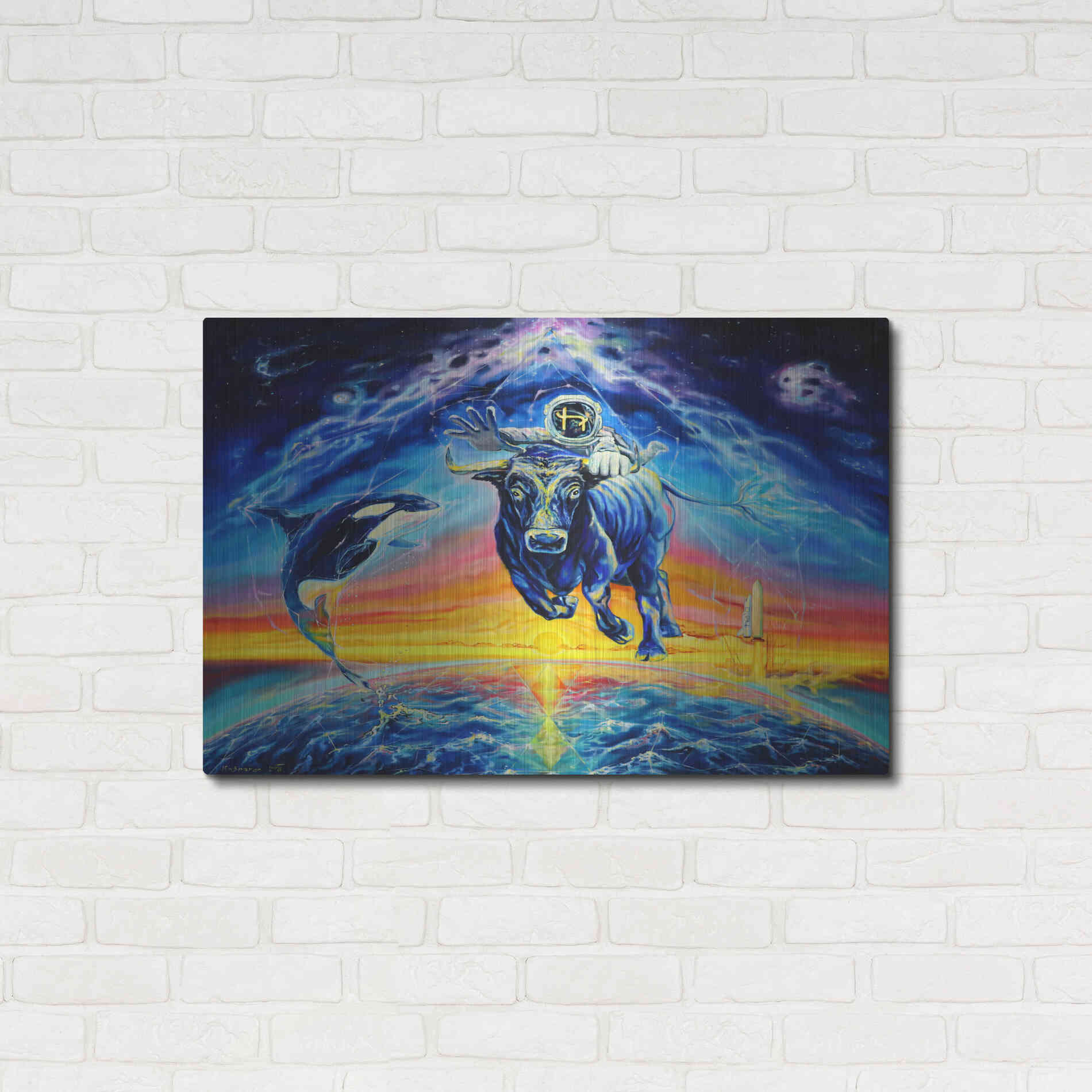 Luxe Metal Art 'Halo Bull' by Jan Kasparec, Metal Wall Art,36x24