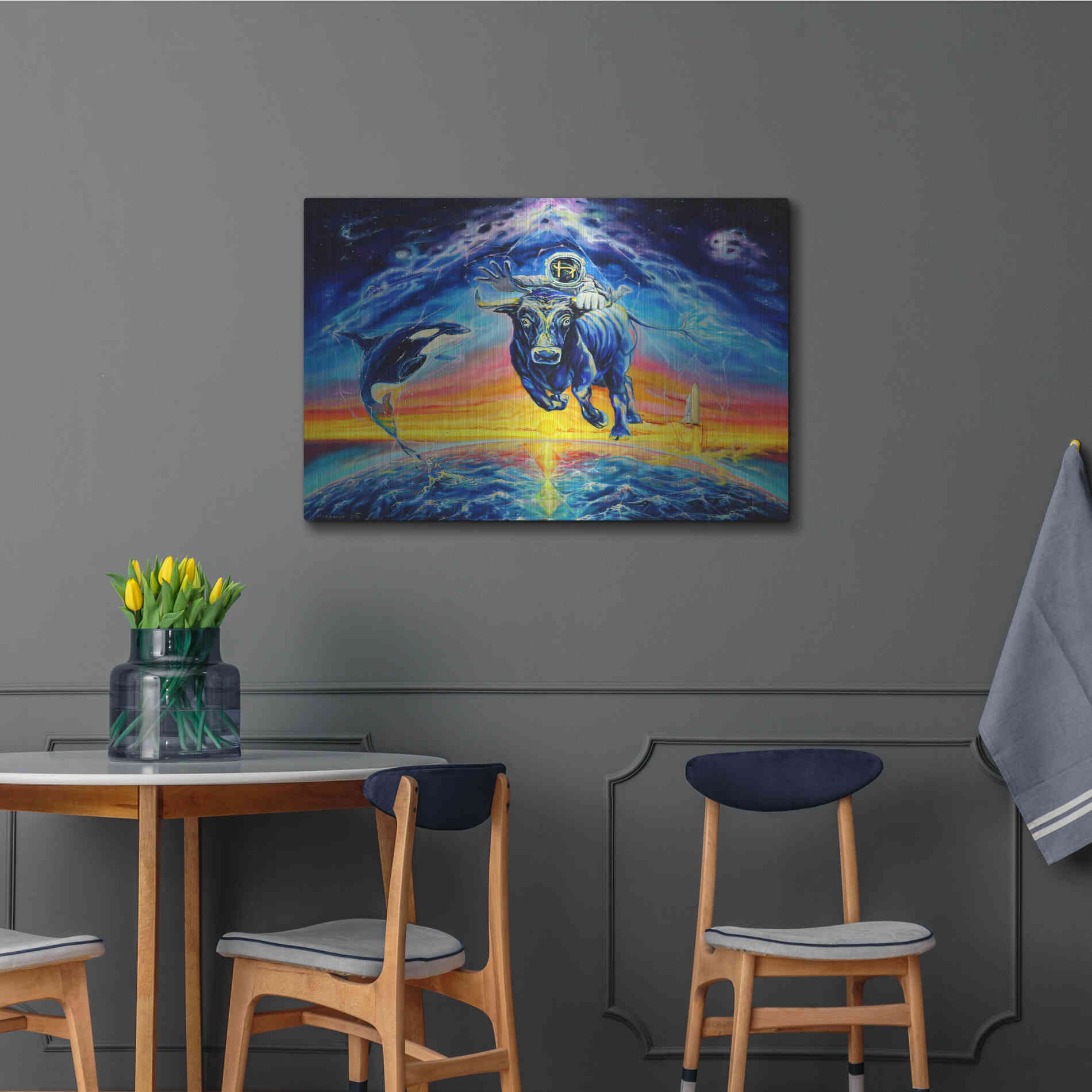 Luxe Metal Art 'Halo Bull' by Jan Kasparec, Metal Wall Art,36x24