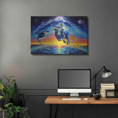 Luxe Metal Art 'Halo Bull' by Jan Kasparec, Metal Wall Art,36x24