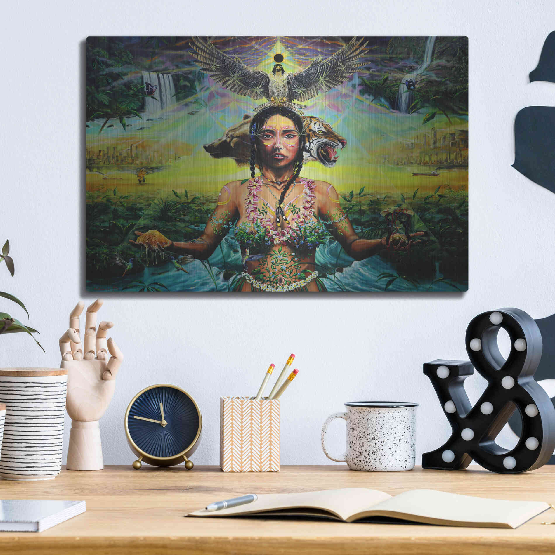 Luxe Metal Art 'Gaia Sacrifice' by Jan Kasparec, Metal Wall Art,16x12