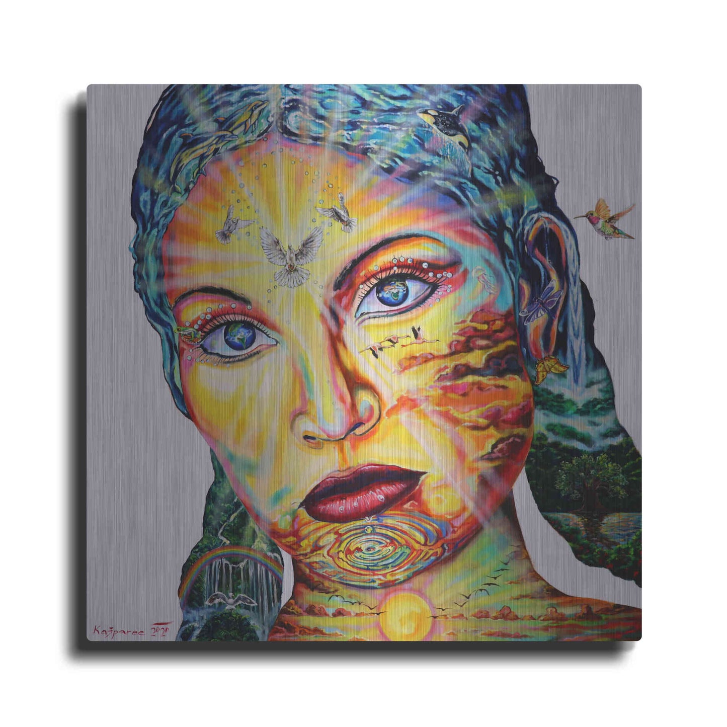 Luxe Metal Art 'Gaia I' by Jan Kasparec, Metal Wall Art