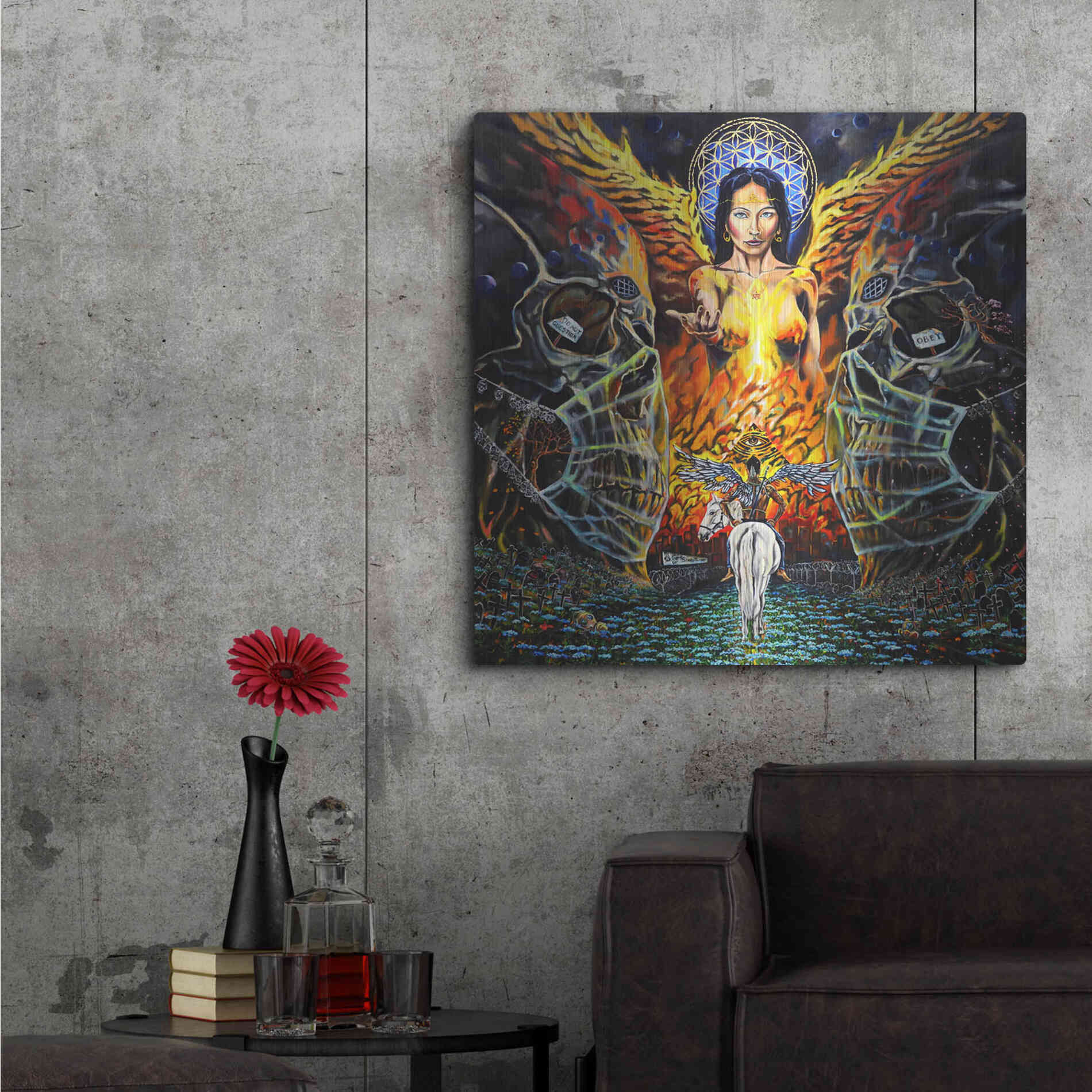 Luxe Metal Art 'Fallen Angel 'by Jan Kasparec, Metal Wall Art,36x36