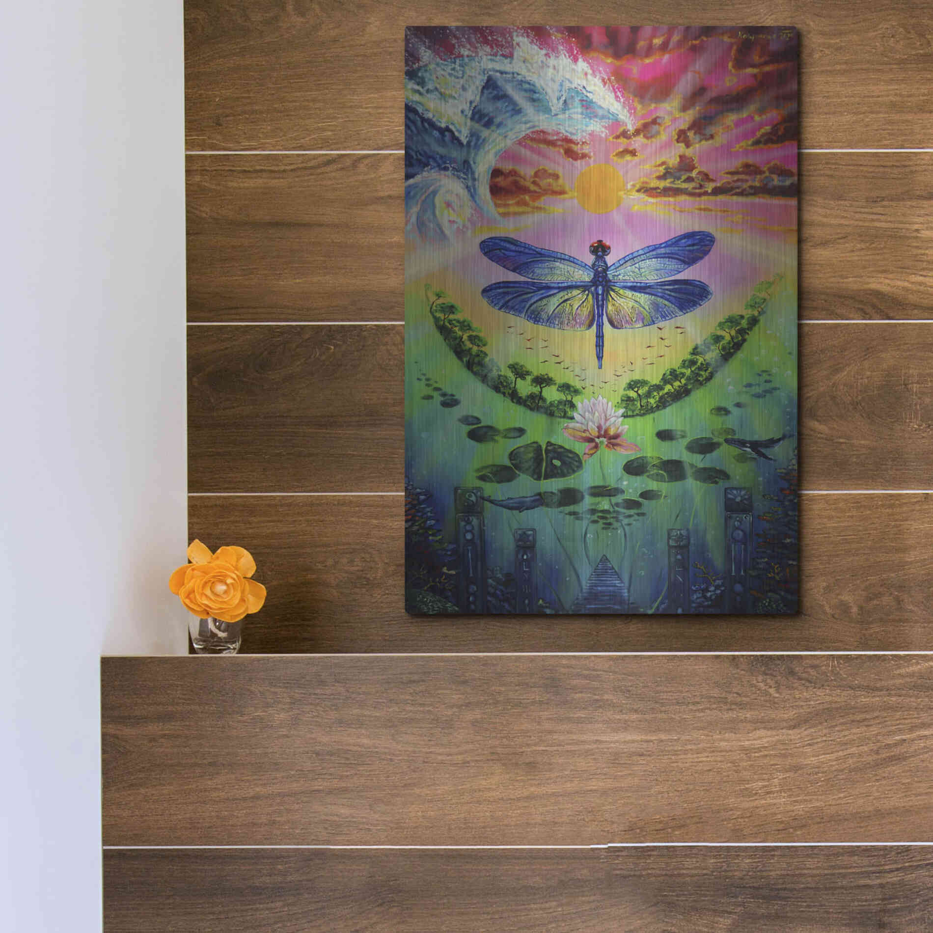 Luxe Metal Art 'Dragonfly' by Jan Kasparec, Metal Wall Art,12x16