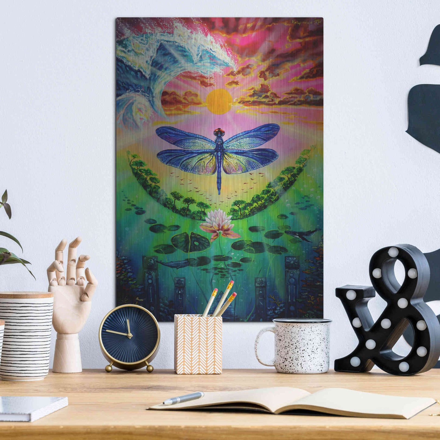 Luxe Metal Art 'Dragonfly' by Jan Kasparec, Metal Wall Art,12x16