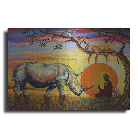 Luxe Metal Art 'Buddha Rhino' by Jan Kasparec, Metal Wall Art