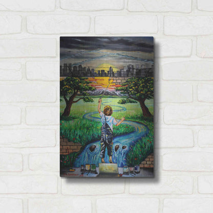 Luxe Metal Art 'Boy And The Wall' by Jan Kasparec, Metal Wall Art,12x16