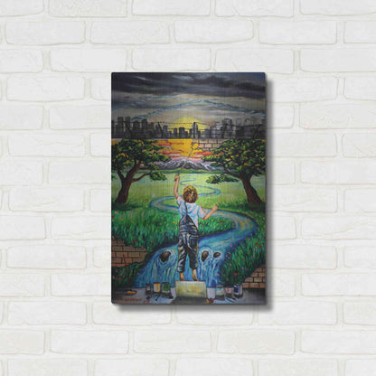 Luxe Metal Art 'Boy And The Wall' by Jan Kasparec, Metal Wall Art,16x24