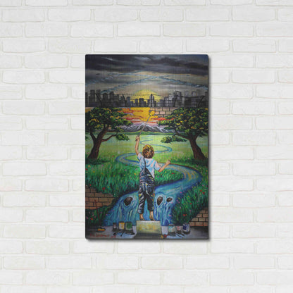 Luxe Metal Art 'Boy And The Wall' by Jan Kasparec, Metal Wall Art,24x36