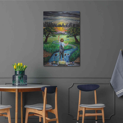 Luxe Metal Art 'Boy And The Wall' by Jan Kasparec, Metal Wall Art,24x36