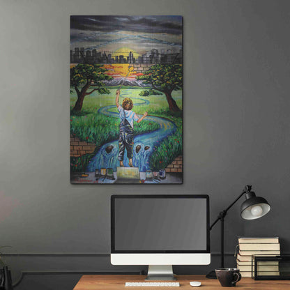 Luxe Metal Art 'Boy And The Wall' by Jan Kasparec, Metal Wall Art,24x36