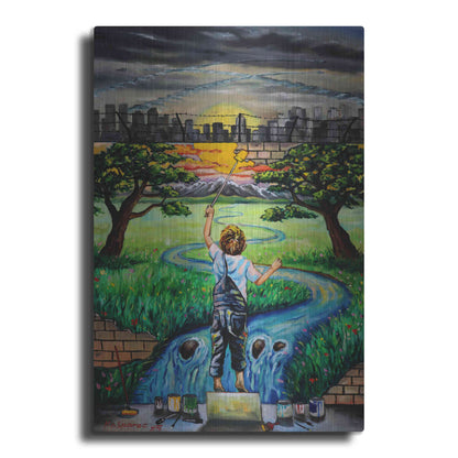 Luxe Metal Art 'Boy And The Wall' by Jan Kasparec, Metal Wall Art