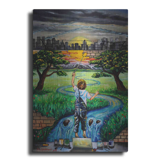 Luxe Metal Art 'Boy And The Wall' by Jan Kasparec, Metal Wall Art