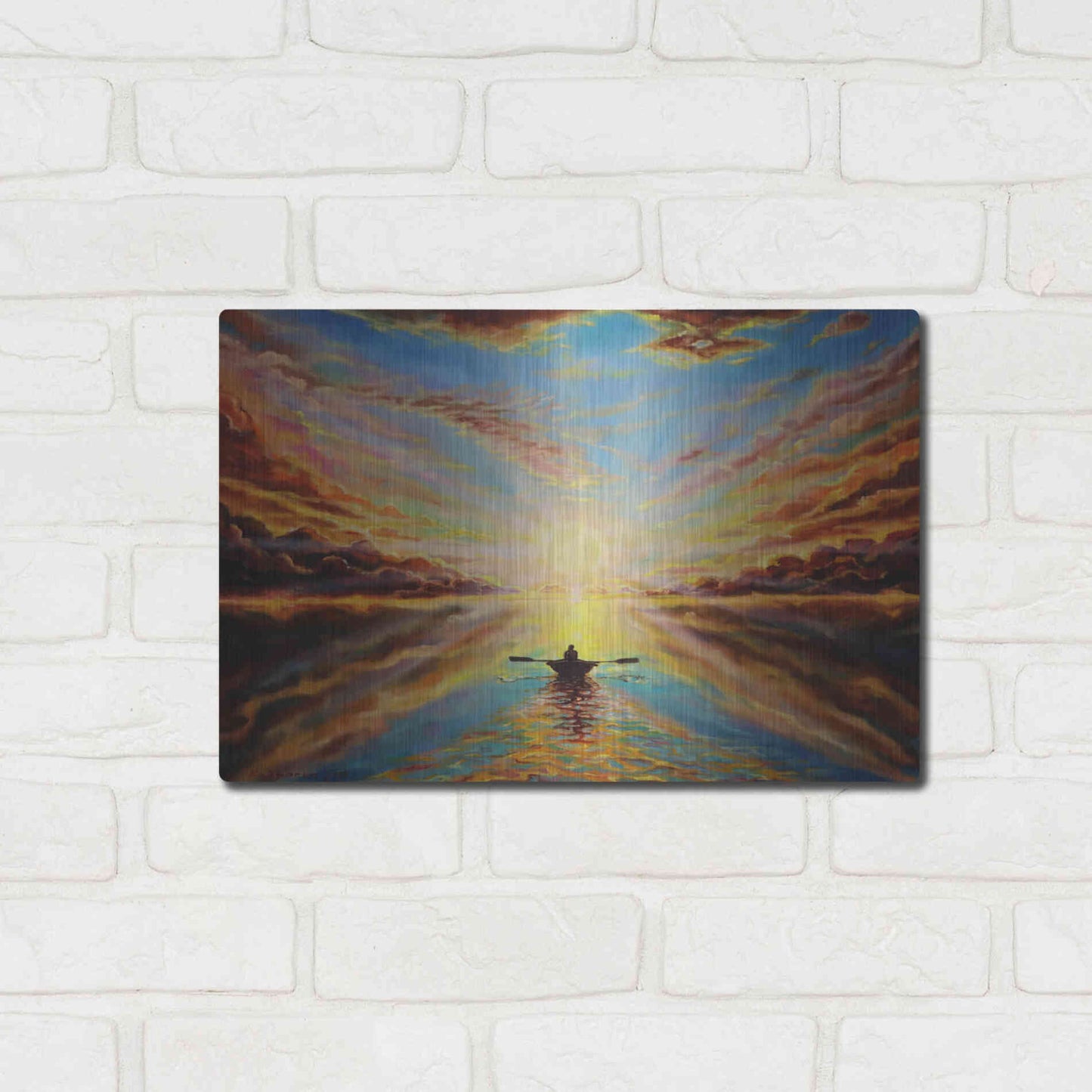 Luxe Metal Art 'Boat Sunset 'by Jan Kasparec, Metal Wall Art,16x12