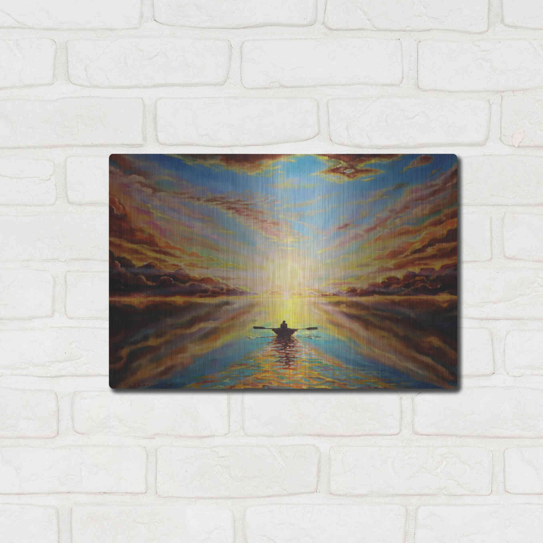 Luxe Metal Art 'Boat Sunset 'by Jan Kasparec, Metal Wall Art,16x12