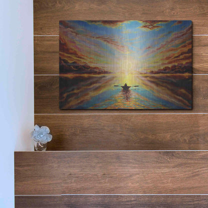 Luxe Metal Art 'Boat Sunset 'by Jan Kasparec, Metal Wall Art,16x12