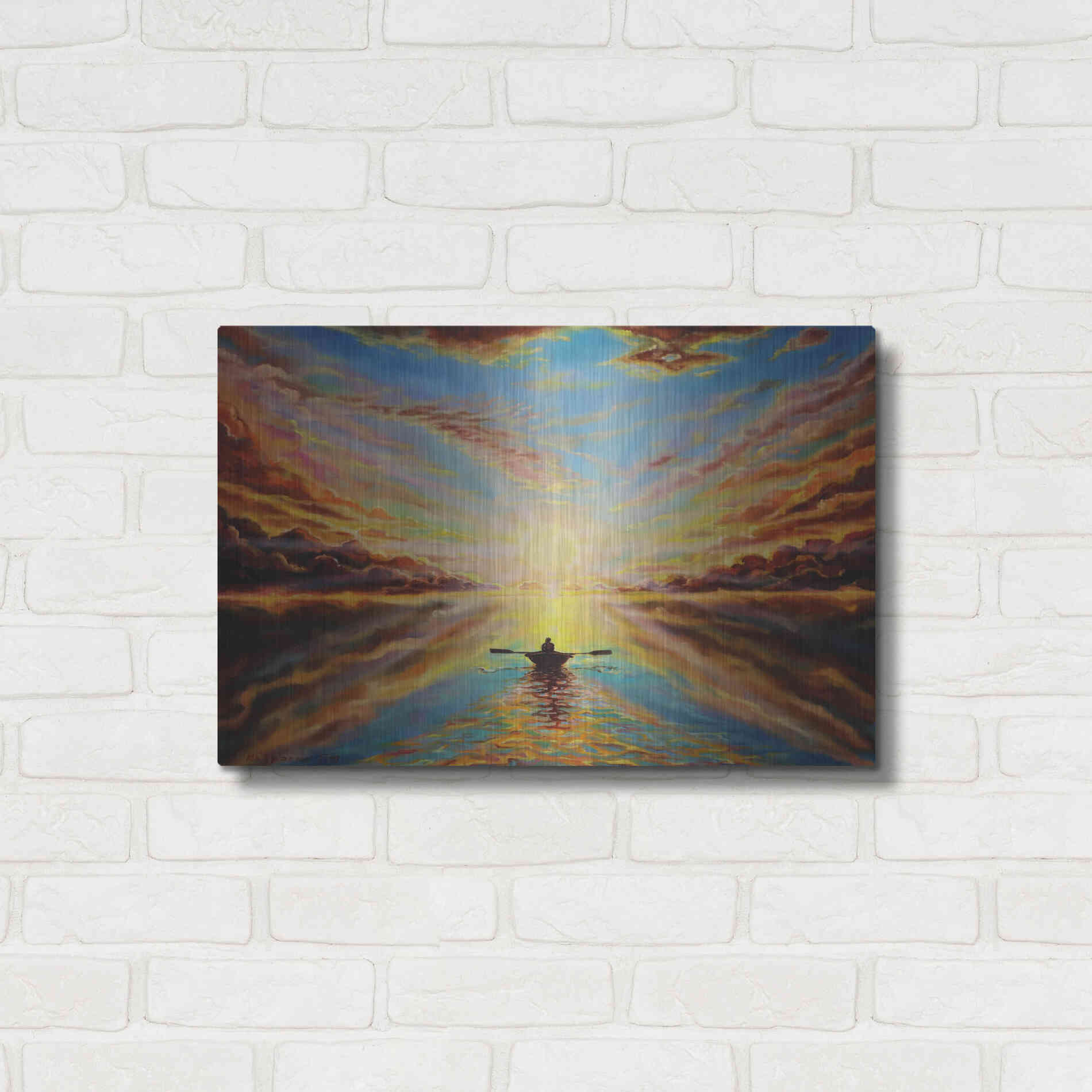 Luxe Metal Art 'Boat Sunset 'by Jan Kasparec, Metal Wall Art,24x16