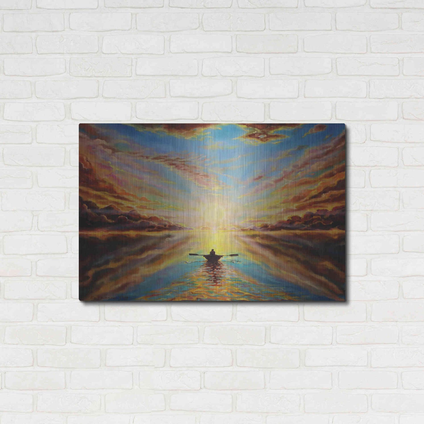 Luxe Metal Art 'Boat Sunset 'by Jan Kasparec, Metal Wall Art,36x24