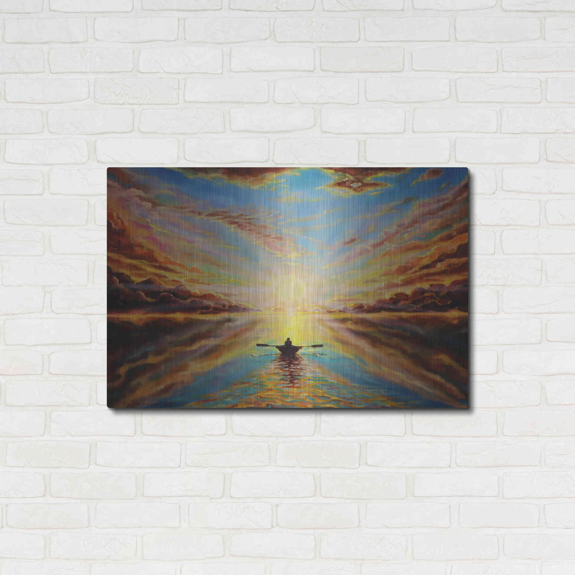 Luxe Metal Art 'Boat Sunset 'by Jan Kasparec, Metal Wall Art,36x24