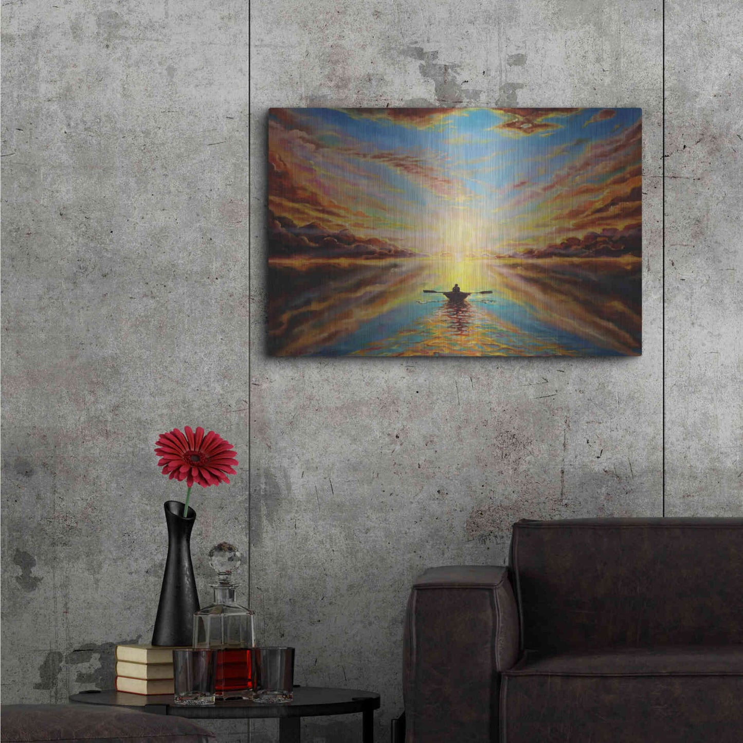 Luxe Metal Art 'Boat Sunset 'by Jan Kasparec, Metal Wall Art,36x24