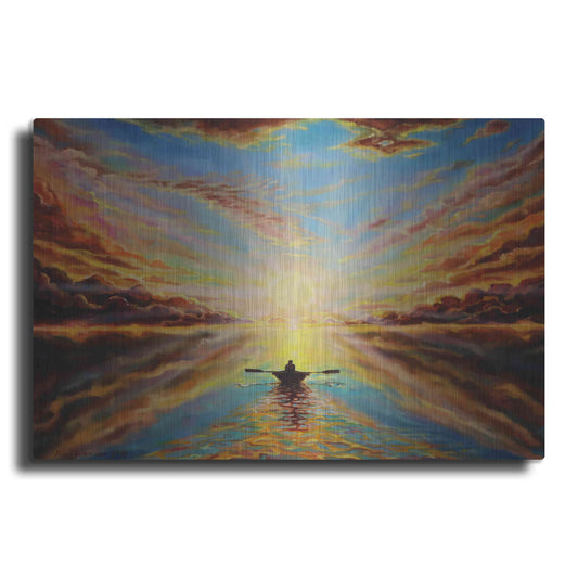 Luxe Metal Art 'Boat Sunset 'by Jan Kasparec, Metal Wall Art