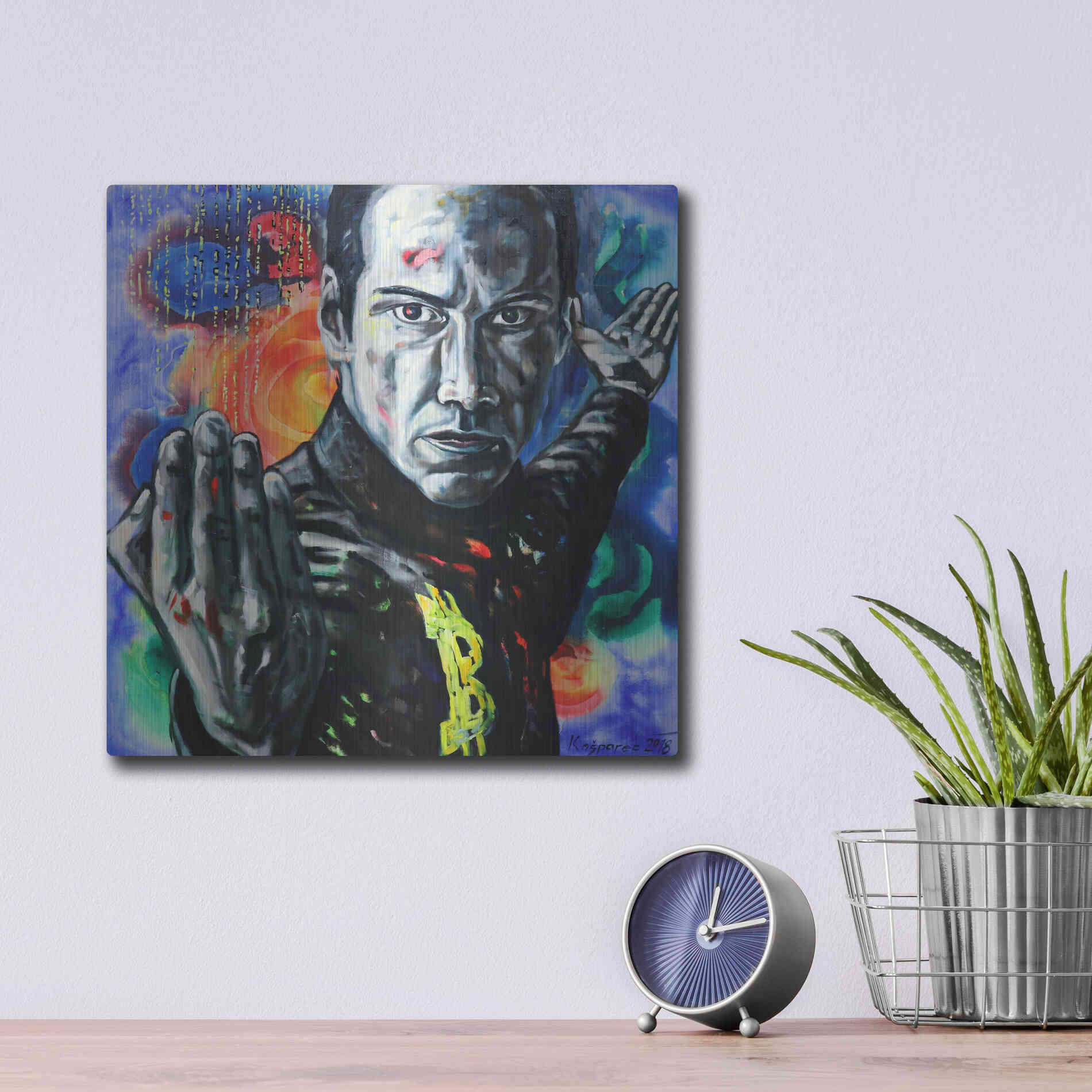 Luxe Metal Art 'Bitcoin Warrior' by Jan Kasparec, Metal Wall Art,12x12